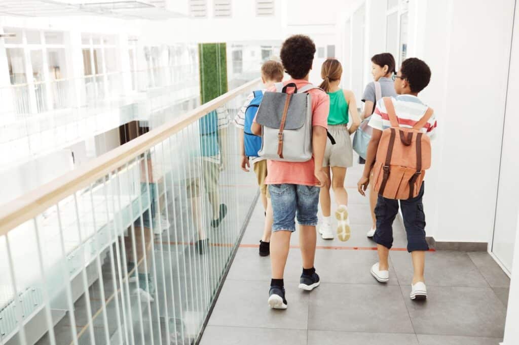 Photo by Norma Mortenson: https://www.pexels.com/photo/back-view-shot-of-students-walking-on-a-hallway-while-having-a-conversation-8456146/